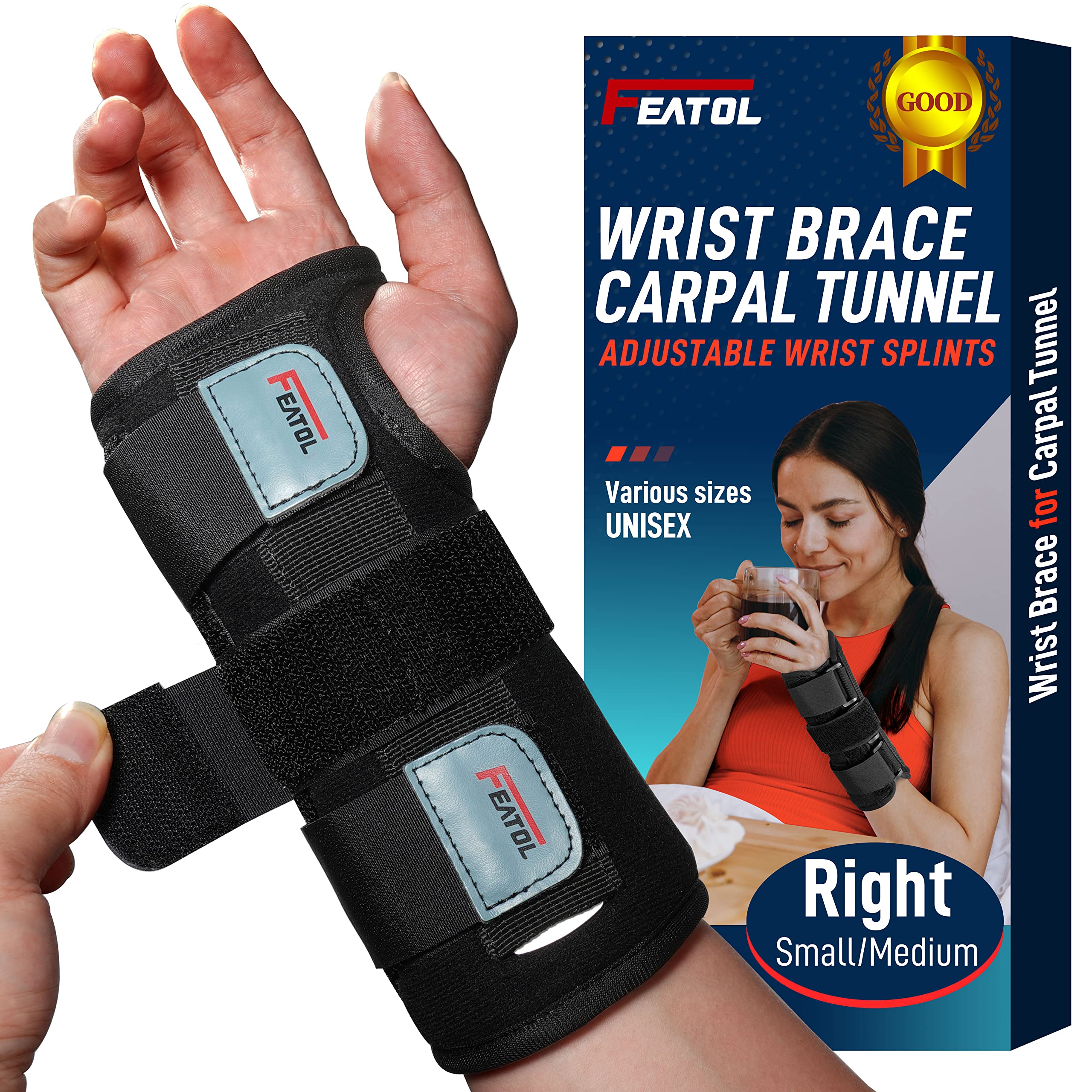 FEATOL Wrist Brace for Carpal Tunnel
